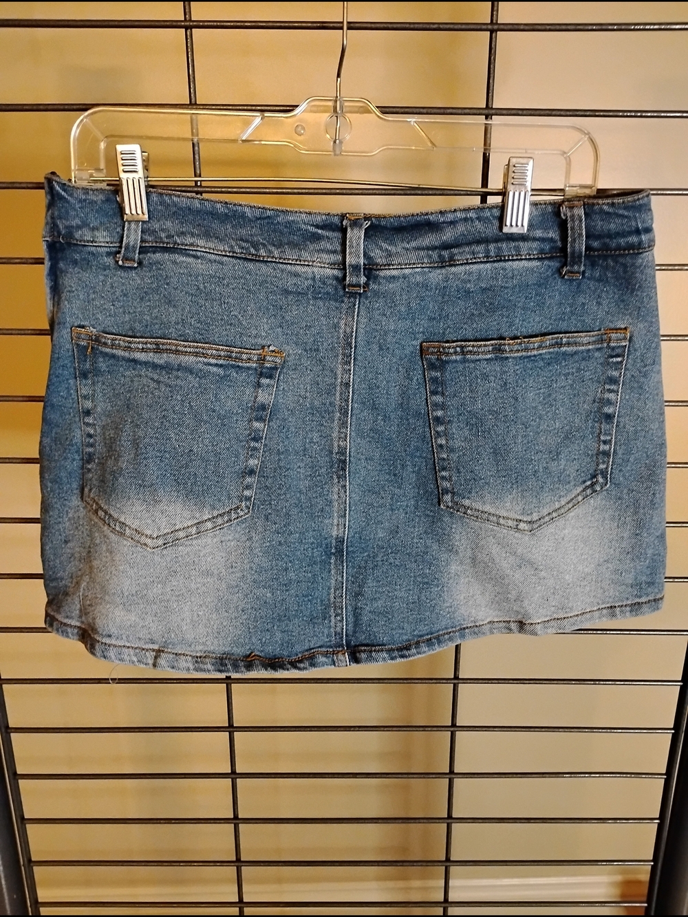 Denim Mini Skort - Blue Side Zipper - Picture 2 of 8